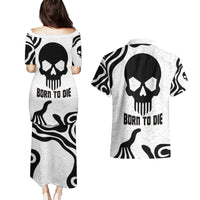 Skull Couples Matching Puletasi Dress and Hawaiian Shirt Born To Die - Wonder Print Shop