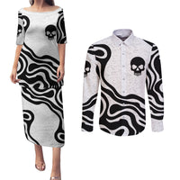 Skull Couples Matching Puletasi Dress and Long Sleeve Button Shirts Born To Die - Wonder Print Shop
