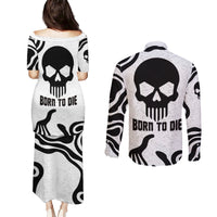 Skull Couples Matching Puletasi Dress and Long Sleeve Button Shirts Born To Die - Wonder Print Shop