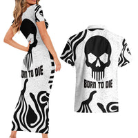 Skull Couples Matching Short Sleeve Bodycon Dress and Hawaiian Shirt Born To Die - Wonder Print Shop