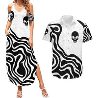 Skull Couples Matching Summer Maxi Dress and Hawaiian Shirt Born To Die - Wonder Print Shop