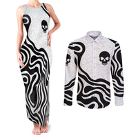 Skull Couples Matching Tank Maxi Dress and Long Sleeve Button Shirts Born To Die - Wonder Print Shop