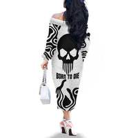 Skull Family Matching Off Shoulder Long Sleeve Dress and Hawaiian Shirt Born To Die - Wonder Print Shop