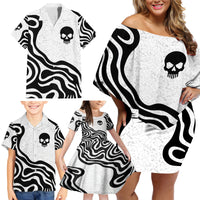Skull Family Matching Off Shoulder Short Dress and Hawaiian Shirt Born To Die - Wonder Print Shop