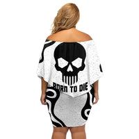 Skull Family Matching Off Shoulder Short Dress and Hawaiian Shirt Born To Die - Wonder Print Shop