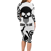 Skull Long Sleeve Bodycon Dress Born To Die - Wonder Print Shop