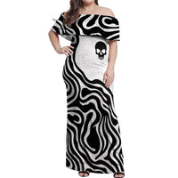 Skull Off Shoulder Maxi Dress Born To Die - Wonder Print Shop