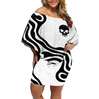 Skull Off Shoulder Short Dress Born To Die - Wonder Print Shop
