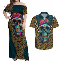 Skull Gang Couples Matching Off Shoulder Maxi Dress and Hawaiian Shirt Sic Transit Gloria Mundi - Wonder Print Shop