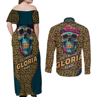Skull Gang Couples Matching Off Shoulder Maxi Dress and Long Sleeve Button Shirts Sic Transit Gloria Mundi - Wonder Print Shop