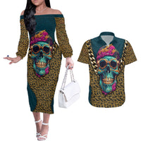 Skull Gang Couples Matching Off The Shoulder Long Sleeve Dress and Hawaiian Shirt Sic Transit Gloria Mundi - Wonder Print Shop