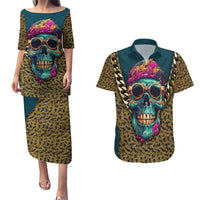 Skull Gang Couples Matching Puletasi Dress and Hawaiian Shirt Sic Transit Gloria Mundi - Wonder Print Shop