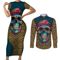 Skull Gang Couples Matching Short Sleeve Bodycon Dress and Long Sleeve Button Shirts Sic Transit Gloria Mundi - Wonder Print Shop