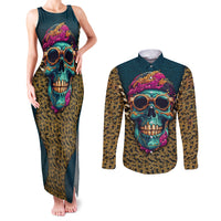 Skull Gang Couples Matching Tank Maxi Dress and Long Sleeve Button Shirts Sic Transit Gloria Mundi - Wonder Print Shop