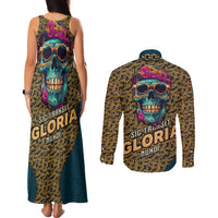 Skull Gang Couples Matching Tank Maxi Dress and Long Sleeve Button Shirts Sic Transit Gloria Mundi - Wonder Print Shop