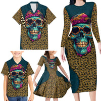 Skull Gang Family Matching Long Sleeve Bodycon Dress and Hawaiian Shirt Sic Transit Gloria Mundi - Wonder Print Shop