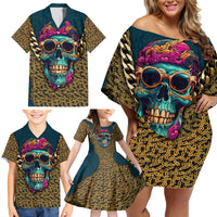 Skull Gang Family Matching Off Shoulder Short Dress and Hawaiian Shirt Sic Transit Gloria Mundi - Wonder Print Shop