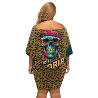Skull Gang Off Shoulder Short Dress Sic Transit Gloria Mundi - Wonder Print Shop