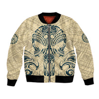 Polynesian Bomber Jacket Warrior Skull with Tribal Patterns Tattoo Design - Wonder Print Shop