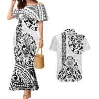 Hawaii Couples Matching Mermaid Dress and Hawaiian Shirt with Polynesian Turtle - Wonder Print Shop