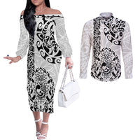 hawaii-couples-matching-off-the-shoulder-long-sleeve-dress-and-long-sleeve-button-shirts-with-polynesian-turtle