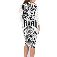 Hawaii Family Matching Long Sleeve Bodycon Dress and Hawaiian Shirt with Polynesian Turtle - Wonder Print Shop