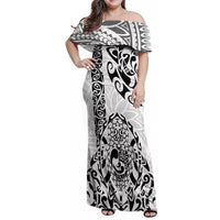 Hawaii Family Matching Off Shoulder Maxi Dress and Hawaiian Shirt with Polynesian Turtle - Wonder Print Shop
