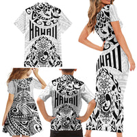Hawaii Family Matching Short Sleeve Bodycon Dress and Hawaiian Shirt with Polynesian Turtle - Wonder Print Shop