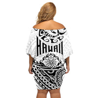 Hawaii Off Shoulder Short Dress with Polynesian Turtle - Wonder Print Shop
