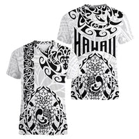 Hawaii Women V Neck T Shirt with Polynesian Turtle - Wonder Print Shop
