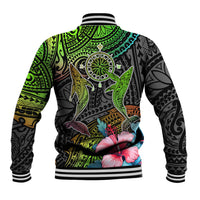 Polynesian Baseball Jacket Whales and Compass Gradient Pattern - Wonder Print Shop