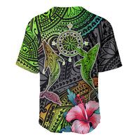 Polynesian Baseball Jersey Whales and Compass Gradient Pattern - Wonder Print Shop