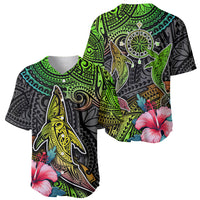 Polynesian Baseball Jersey Whales and Compass Gradient Pattern - Wonder Print Shop