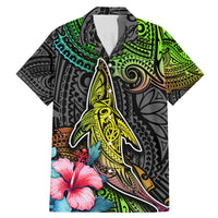 Polynesian Family Matching Mermaid Dress and Hawaiian Shirt Whales and Compass Gradient Pattern - Wonder Print Shop