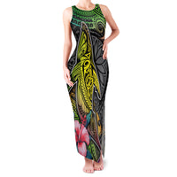 Polynesian Family Matching Tank Maxi Dress and Hawaiian Shirt Whales and Compass Gradient Pattern - Wonder Print Shop