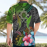 Polynesian Hawaiian Shirt Whales and Compass Gradient Pattern - Wonder Print Shop