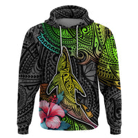 Polynesian Hoodie Whales and Compass Gradient Pattern - Wonder Print Shop