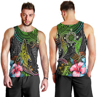 Polynesian Men Tank Top Whales and Compass Gradient Pattern - Wonder Print Shop