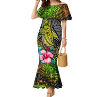 Polynesian Mermaid Dress Whales and Compass Gradient Pattern - Wonder Print Shop