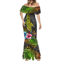 Polynesian Mermaid Dress Whales and Compass Gradient Pattern - Wonder Print Shop