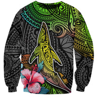 Polynesian Sweatshirt Whales and Compass Gradient Pattern - Wonder Print Shop