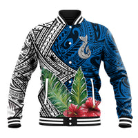 Polynesian Baseball Jacket Whale Pattern and Hibiscus Flowers - Wonder Print Shop