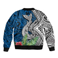 Polynesian Bomber Jacket Whale Pattern and Hibiscus Flowers - Wonder Print Shop