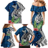 Polynesian Family Matching Mermaid Dress and Hawaiian Shirt Whale Pattern and Hibiscus Flowers - Wonder Print Shop