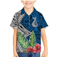Polynesian Family Matching Mermaid Dress and Hawaiian Shirt Whale Pattern and Hibiscus Flowers - Wonder Print Shop