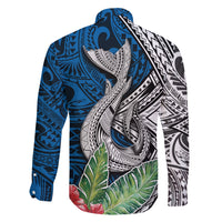 Polynesian Family Matching Short Sleeve Bodycon Dress and Hawaiian Shirt Whale Pattern and Hibiscus Flowers - Wonder Print Shop