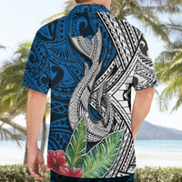 Polynesian Hawaiian Shirt Whale Pattern and Hibiscus Flowers - Wonder Print Shop