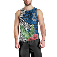 Polynesian Men Tank Top Whale Pattern and Hibiscus Flowers - Wonder Print Shop