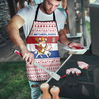 Netherlands Christmas Apron with Sinterklaas Horse Dutch Flag and Festive Knit Pattern - Wonder Print Shop