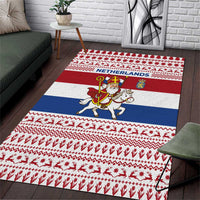 Netherlands Christmas Area Rug with Sinterklaas Horse Dutch Flag and Festive Knit Pattern - Wonder Print Shop